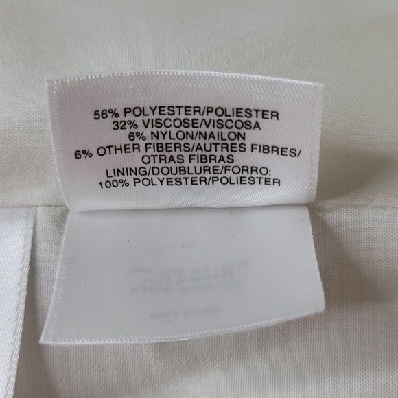 Kasper Blazer Size PM White Windowpane Open Front Silver Metallic 3/4 Sleeve - Picture 5 of 10